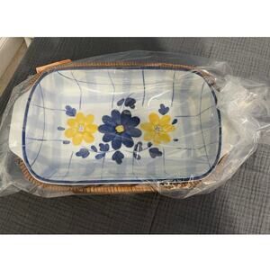 NEW Rectangular Le Jardine Ceramic Ovenware Blue Ceramic Dish w/Tray